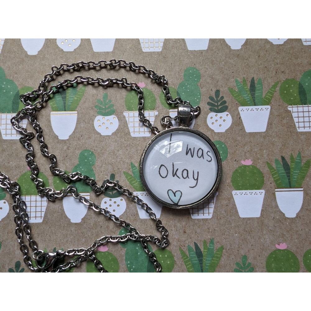 I Was Okay pendant necklace made with Heartstopper book pages